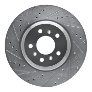Buick Allure Brake Rotor (1) - Front Left - R1 Concepts - Drilled & Slotted - Silver - `06-`16